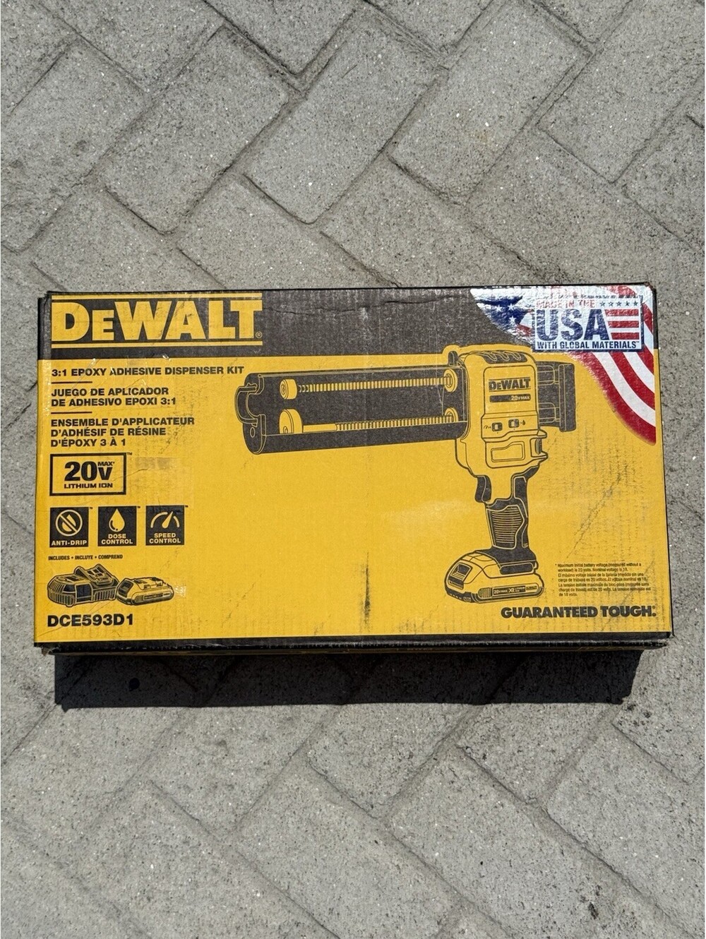 DEWALT DCE593D1 20V MAX 3:1 Epoxy Adhesive Dispenser Kit Battery Charger NIB